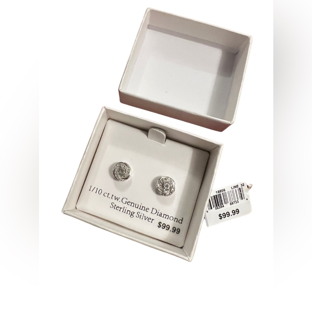 NWT Genuine Diamond (1/10th ct.tw. ) Sterling Silver Earrings